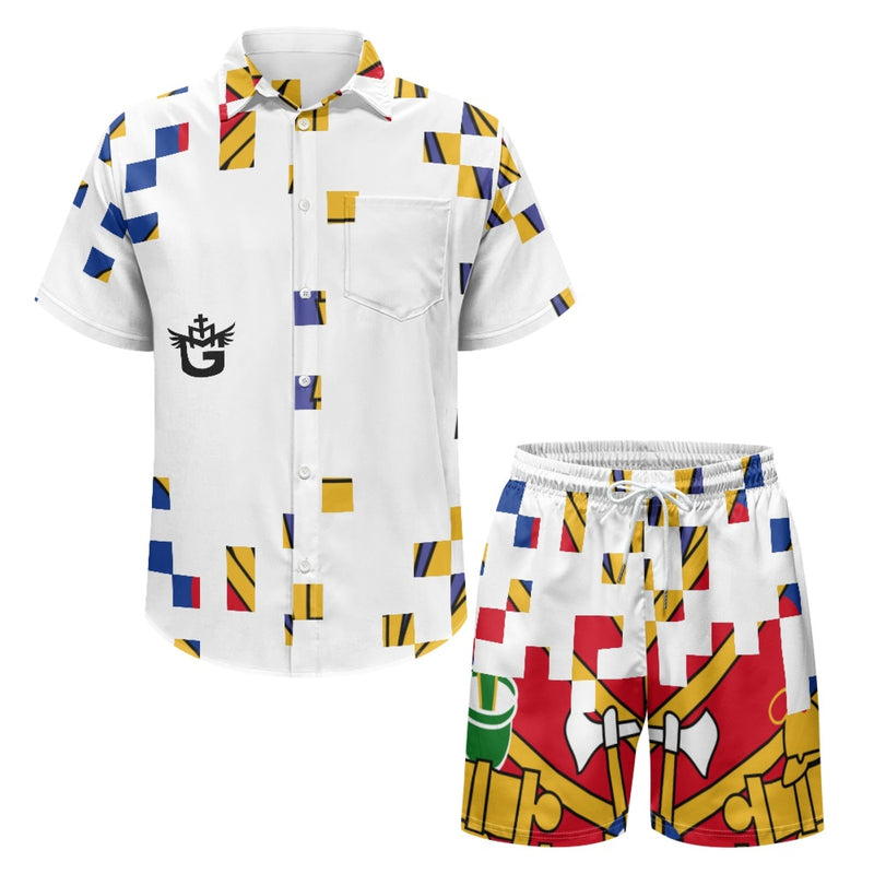TMMG HAITI HAITIAN FLAG PIXEL CABANA SET