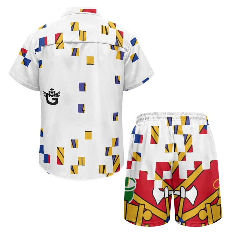 TMMG HAITI HAITIAN FLAG PIXEL CABANA SET