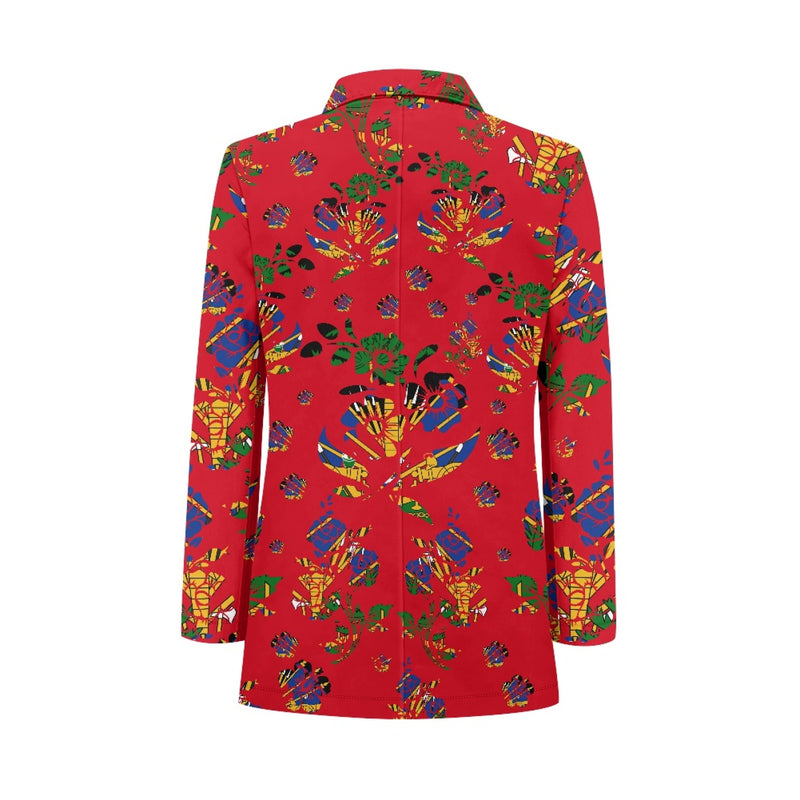 TMMG HAITI HAITIAN FLAG RED CHOUBLAK HIBISCUS FLOWER BLAZER