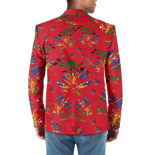 TMMG HAITI HAITIAN FLAG RED CHOUBLAK HIBISCUS FLOWER BLAZER