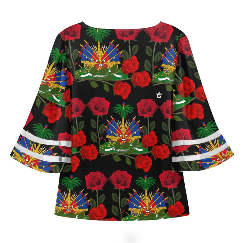 TMMG HAITI HAITIAN FLAG ROSES BLOUSE