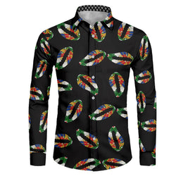 TMMG HAITI HAITIAN FLAG SEASHELLS DRESS SHIRT