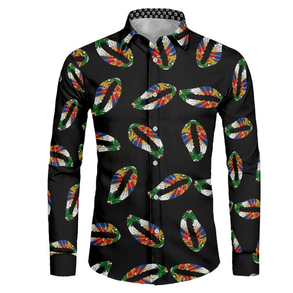 TMMG HAITI HAITIAN FLAG SEASHELLS DRESS SHIRT