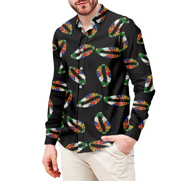 TMMG HAITI HAITIAN FLAG SEASHELLS DRESS SHIRT