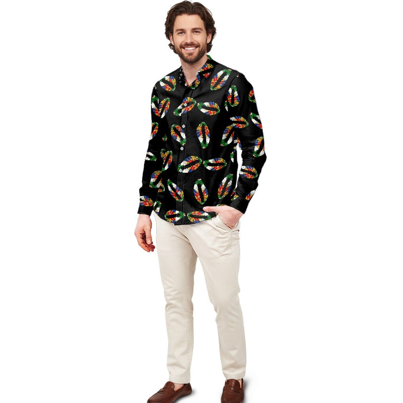 TMMG HAITI HAITIAN FLAG SEASHELLS DRESS SHIRT
