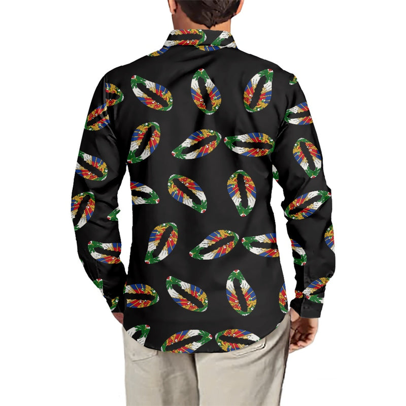 TMMG HAITI HAITIAN FLAG SEASHELLS DRESS SHIRT