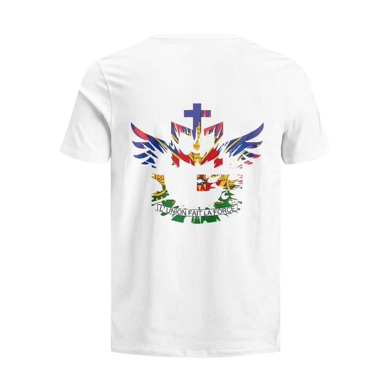 TMMG LOGO Haiti Haitian Flag L'Union Fait La Force Tie-Dye Print Pure Cotton White T-Shirt