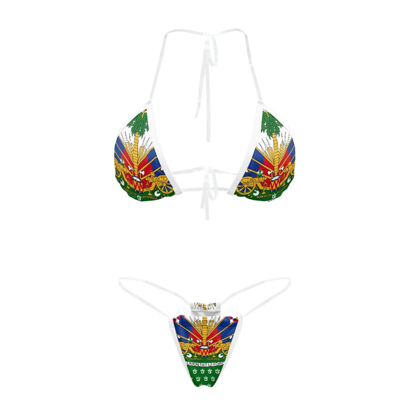 TMMG HAITI HAITIAN FLAG TRANSPARENT STRING BIKINI