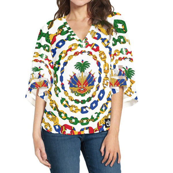 TMMG HAITI HAITIAN FLAG URBAN LINK BLOUSE