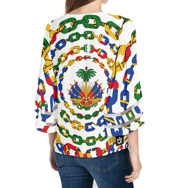 TMMG HAITI HAITIAN FLAG URBAN LINK BLOUSE