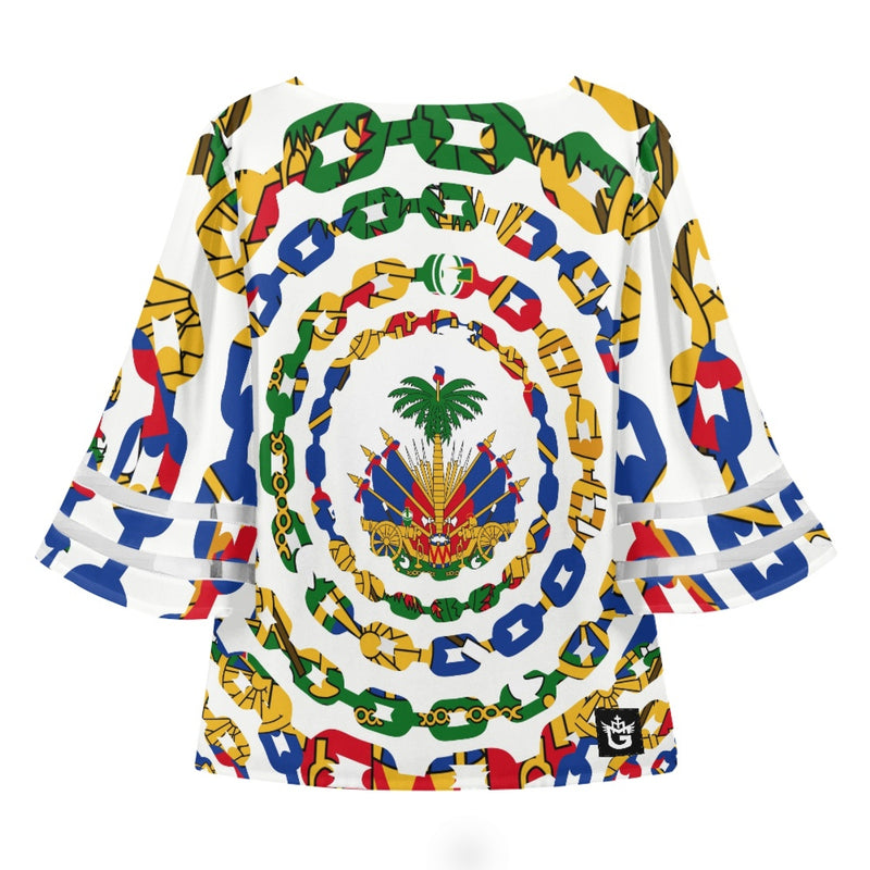 TMMG HAITI HAITIAN FLAG URBAN LINK BLOUSE