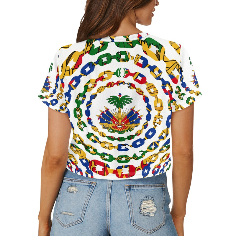 TMMG HAITI HAITIAN FLAG URBAN LINK CROP TOP