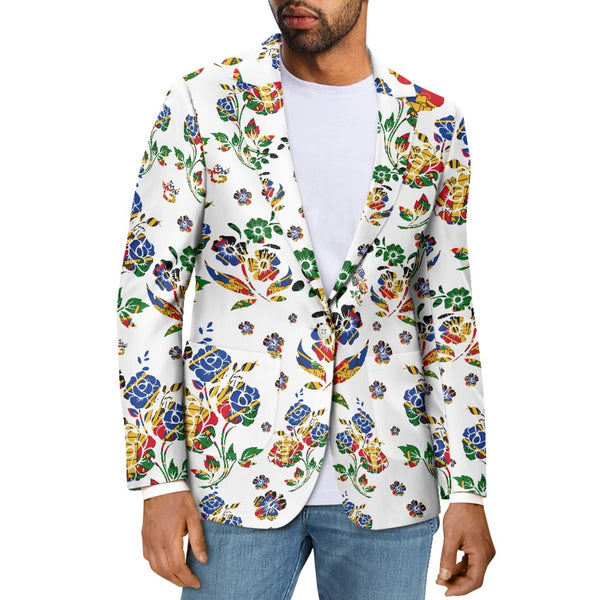 TMMG HAITI HAITIAN FLAG WHITE CHOUBLAK HIBISCUS FLOWER BLAZER