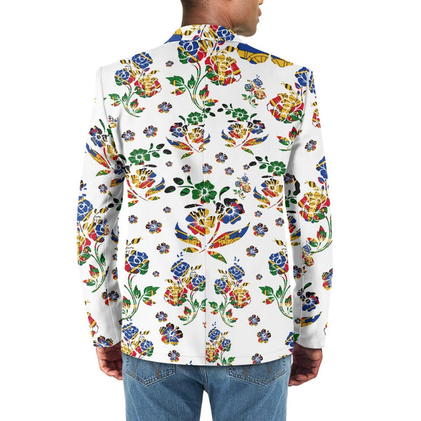 TMMG HAITI HAITIAN FLAG WHITE CHOUBLAK HIBISCUS FLOWER BLAZER