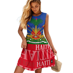TMMG HAITI HAITIAN FLAG Women's Sleeveless Round Neck Patchwork Skirt