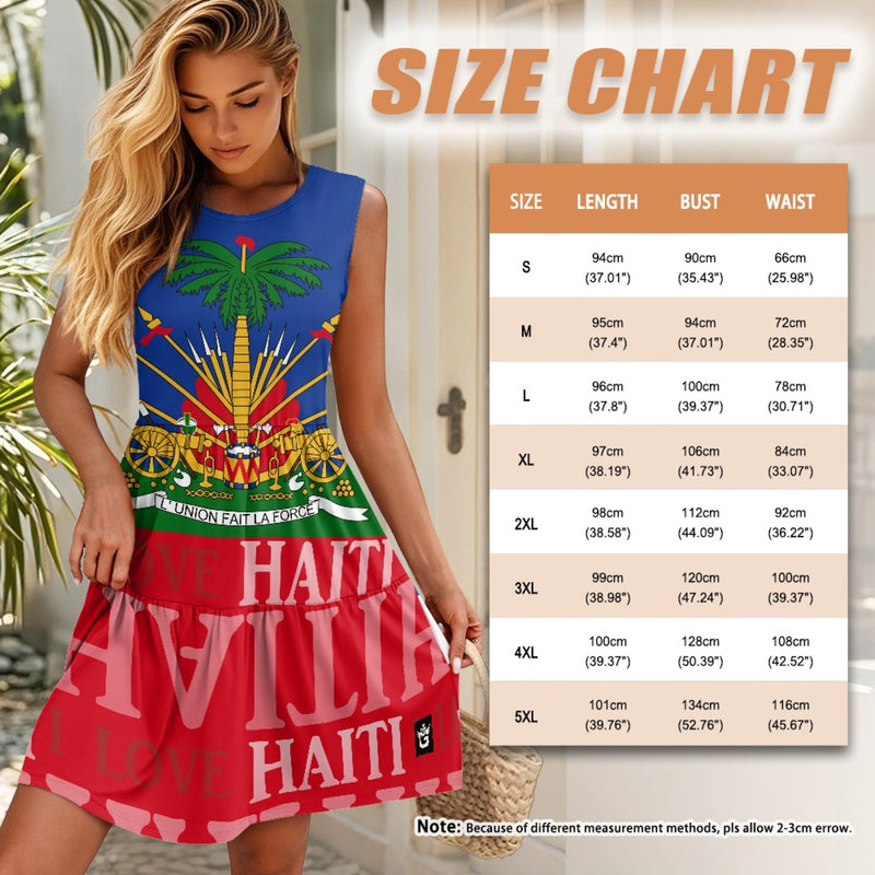 TMMG HAITI HAITIAN FLAG Women's Sleeveless Round Neck Patchwork Skirt