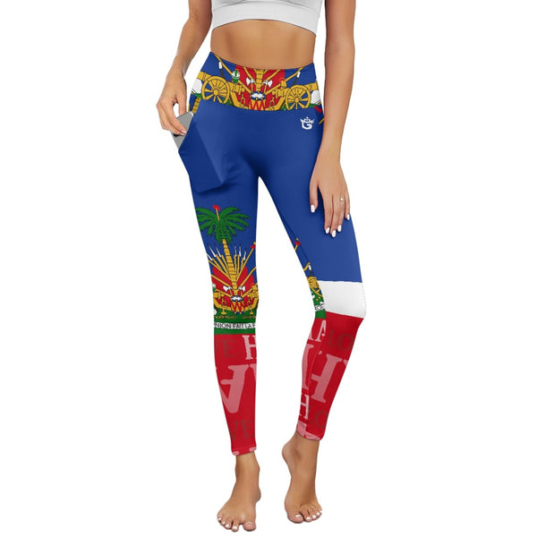 TMMG HAITI HAITIAN FLAG Women's yoga pants with pockets