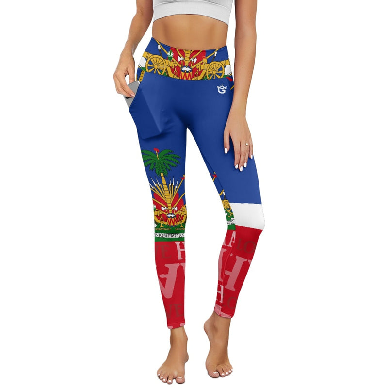 TMMG HAITI HAITIAN FLAG Women's yoga pants with pockets