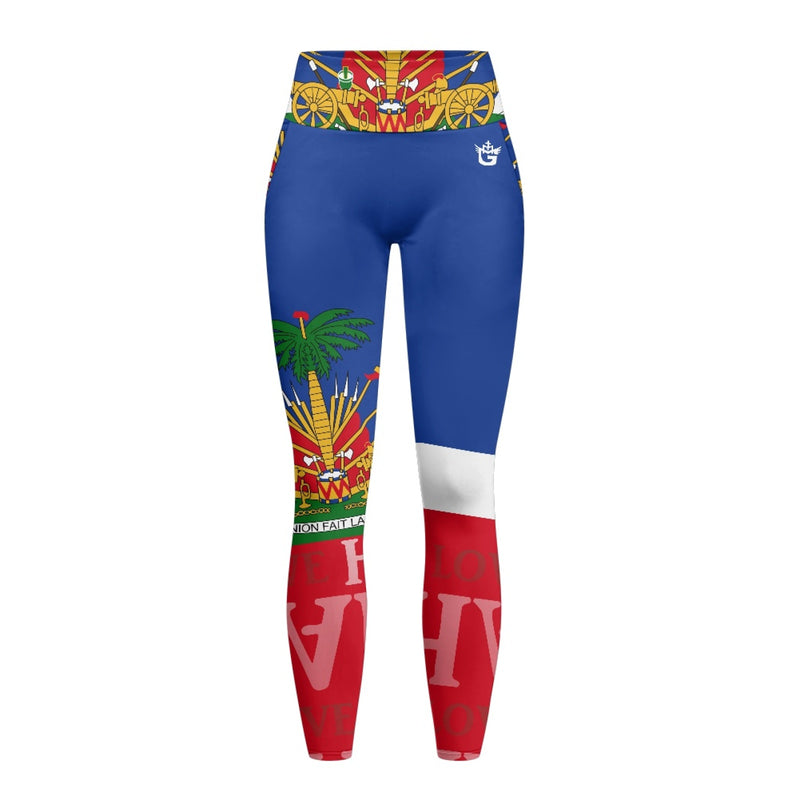 TMMG HAITI HAITIAN FLAG Women's yoga pants with pockets