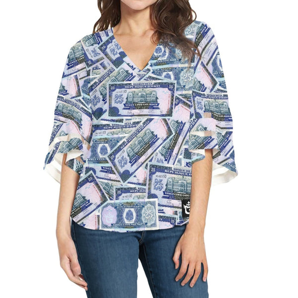 TMMG HAITI HAITIAN MONEY 25 GOURDES BLOUSE