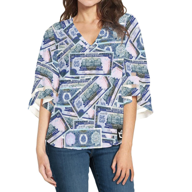 TMMG HAITI HAITIAN MONEY 25 GOURDES BLOUSE