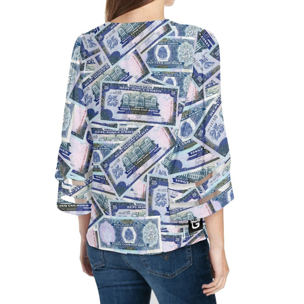 TMMG HAITI HAITIAN MONEY 25 GOURDES BLOUSE