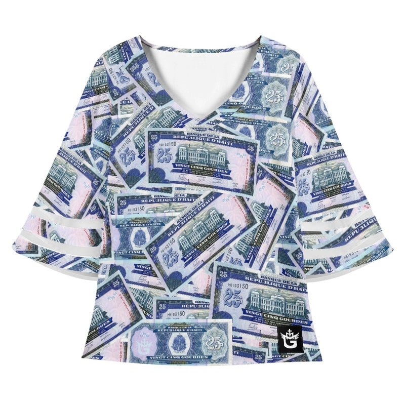 TMMG HAITI HAITIAN MONEY 25 GOURDES BLOUSE
