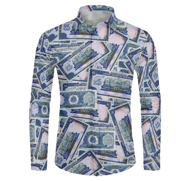 TMMG HAITI HAITIAN MONEY 25 GOURDES DRESS SHIRT