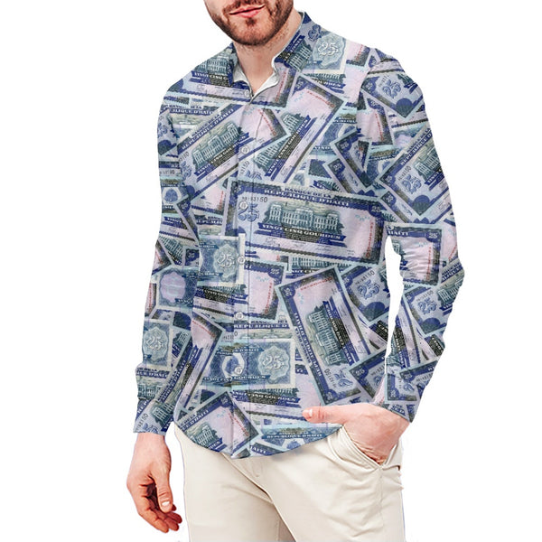 TMMG HAITI HAITIAN MONEY 25 GOURDES DRESS SHIRT