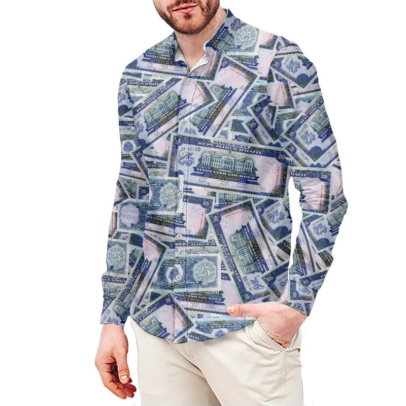 TMMG HAITI HAITIAN MONEY 25 GOURDES DRESS SHIRT