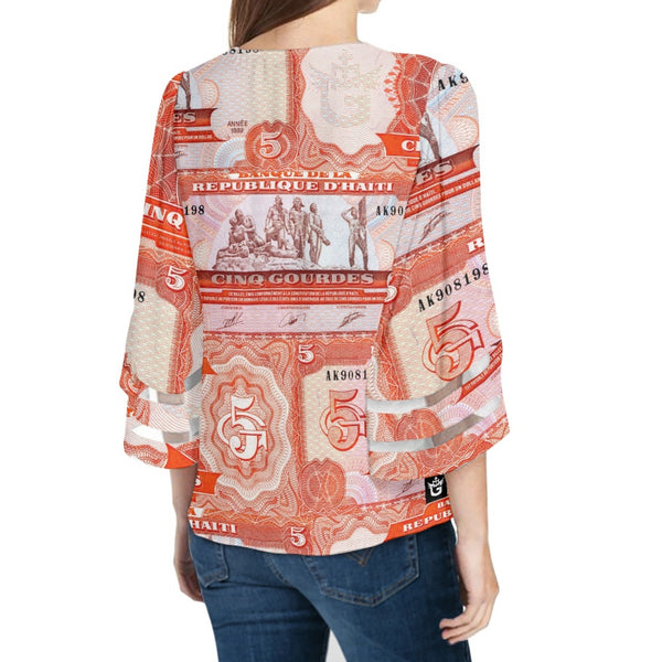 TMMG HAITI HAITIAN MONEY CINQ GOURDES BLOUSE