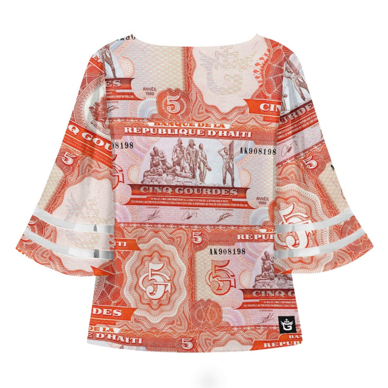 TMMG HAITI HAITIAN MONEY CINQ GOURDES BLOUSE