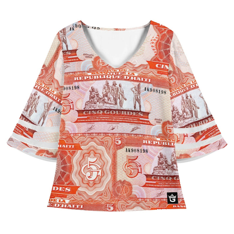 TMMG HAITI HAITIAN MONEY CINQ GOURDES BLOUSE