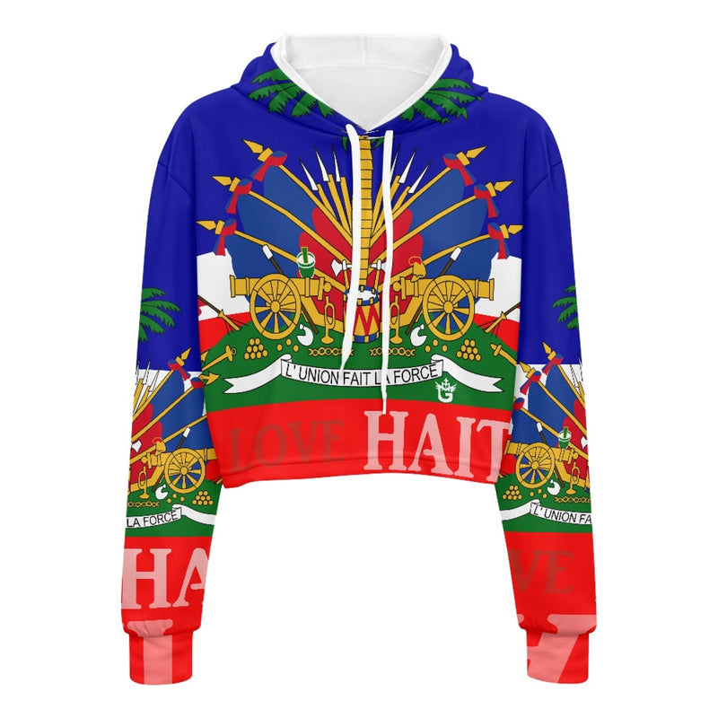 TMMG HAITI Haitian Flag Women's Midriff-Baring Sweatshirt