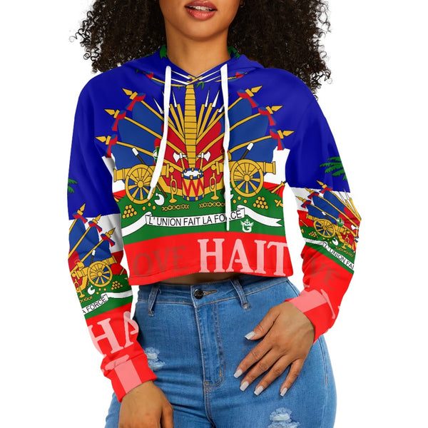 TMMG HAITI Haitian Flag Women's Midriff-Baring Sweatshirt