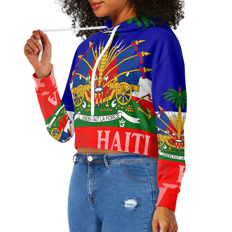 TMMG HAITI Haitian Flag Women's Midriff-Baring Sweatshirt