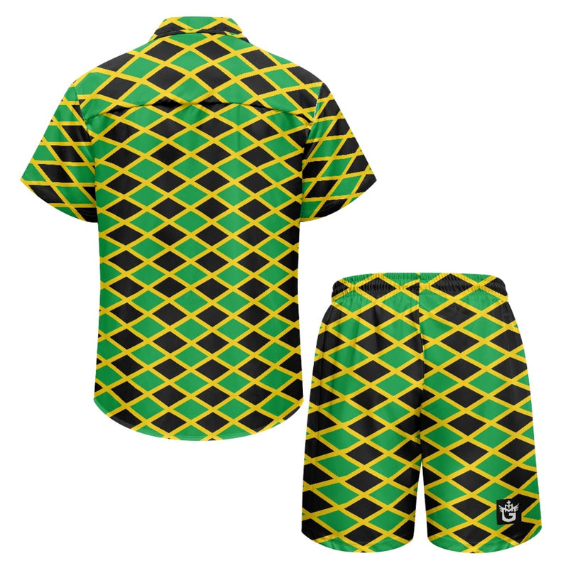 TMMG HAITI JAMAICAN FLAG ALL OVER PRINT MEN'S CABANA SET