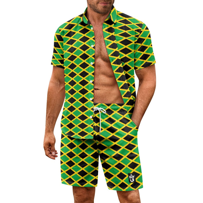 TMMG HAITI JAMAICAN FLAG ALL OVER PRINT MEN'S CABANA SET