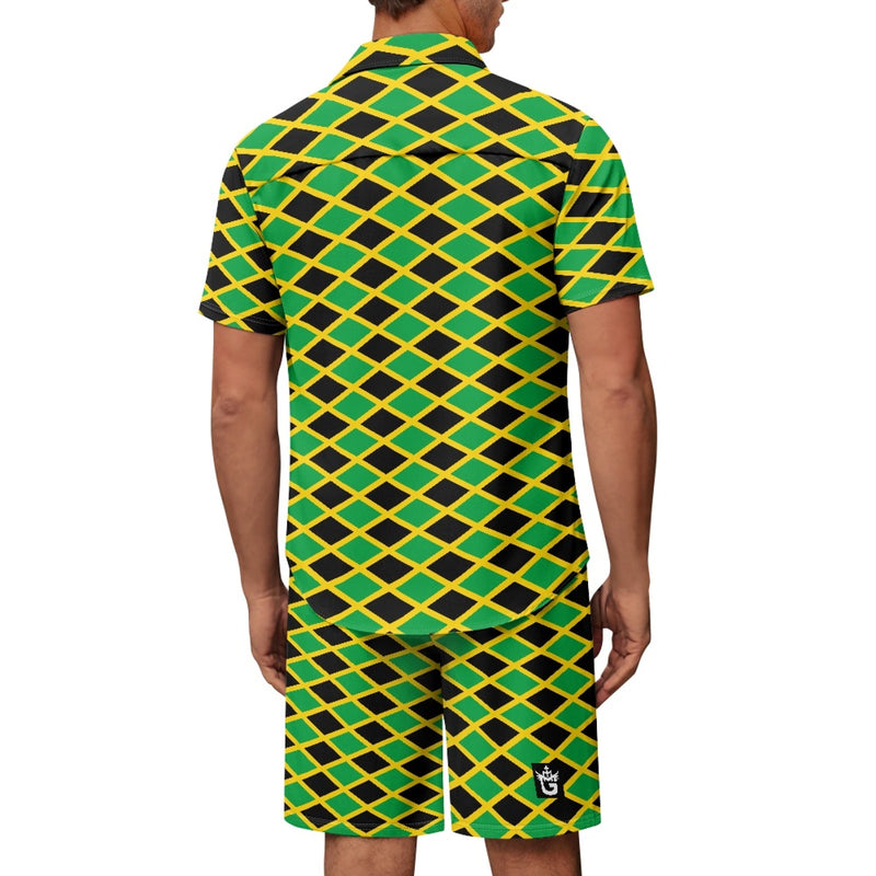 TMMG HAITI JAMAICAN FLAG ALL OVER PRINT MEN'S CABANA SET