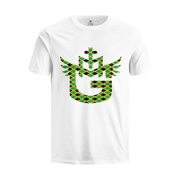 TMMG LOGO Jamaican Flag All Over Print Collection Pure Cotton White T-Shirt