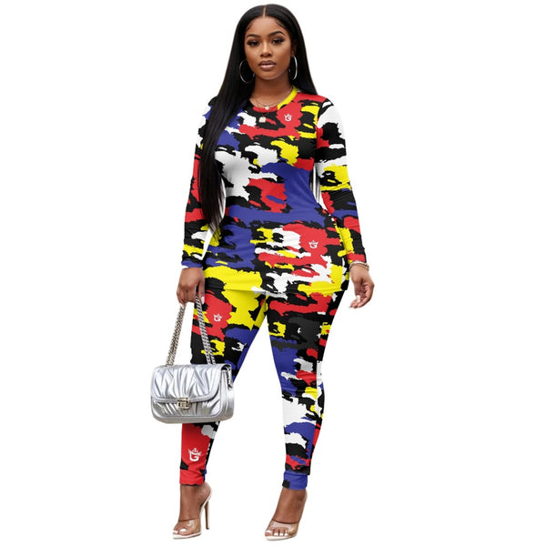 TMMG HAITI MAP ARMY BLUE CAMO YOGA SUIT CLOTHES