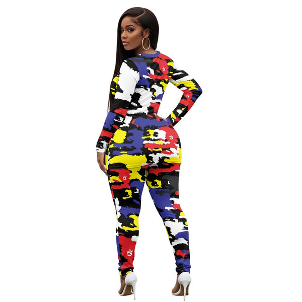 TMMG HAITI MAP ARMY BLUE CAMO YOGA SUIT CLOTHES