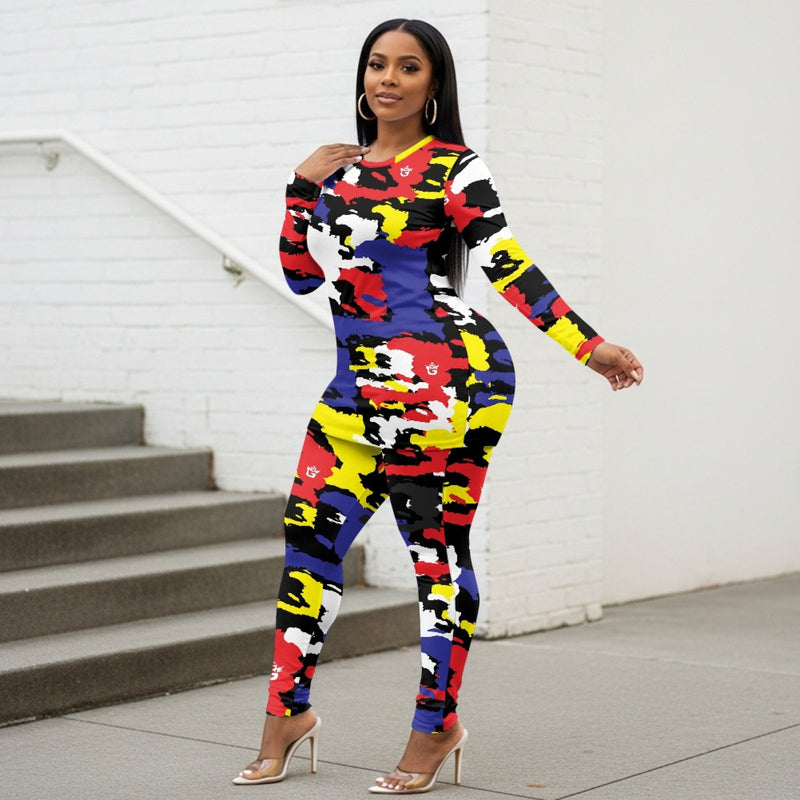 TMMG HAITI MAP ARMY BLUE CAMO YOGA SUIT CLOTHES