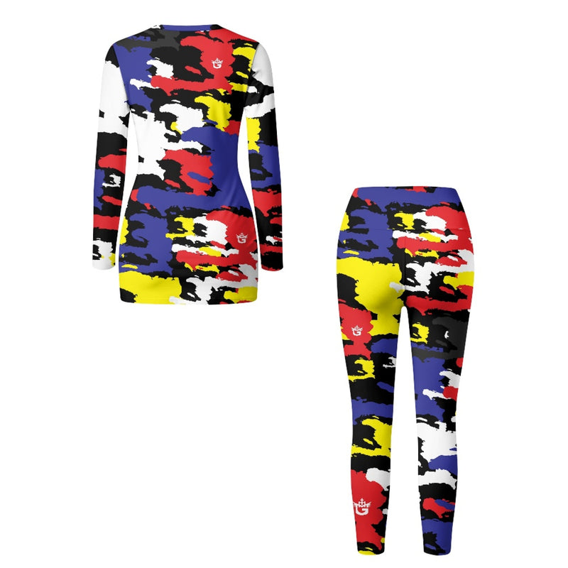 TMMG HAITI MAP ARMY BLUE CAMO YOGA SUIT CLOTHES