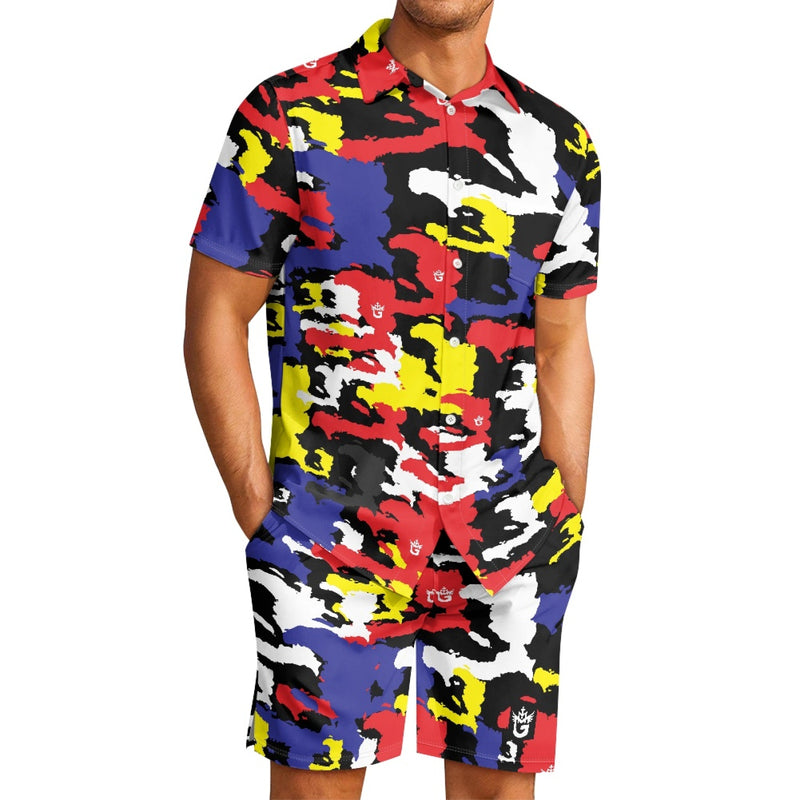 TMMG HAITI MAP BLUE CAMO CABANA MEN'S SET