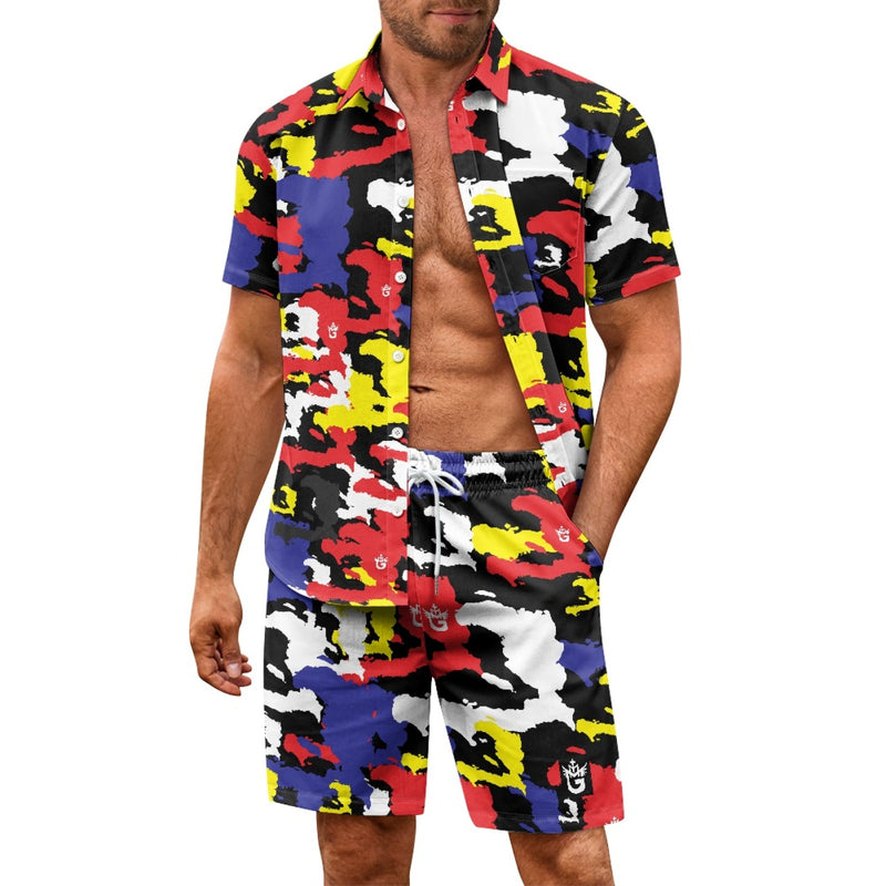 TMMG HAITI MAP BLUE CAMO CABANA MEN'S SET