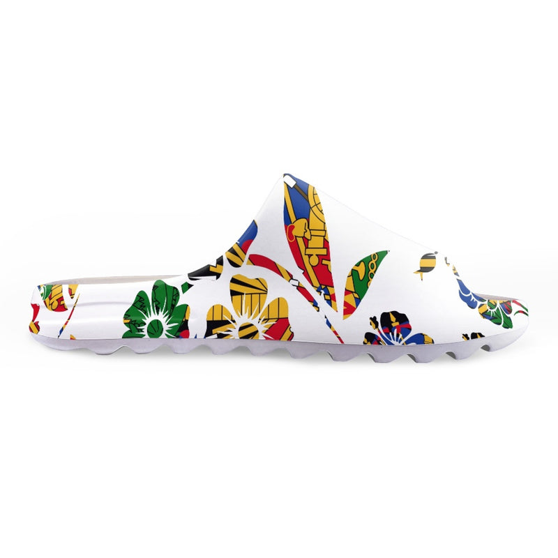 TMMG HAITI NATIONAL FLOWER CHOUBLAK HIBISCUS FLOWER Fashion Slides Sandals