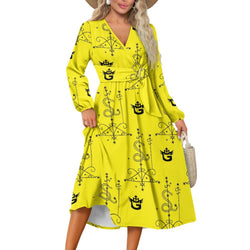 TMMG Haiti Voodoo Papa Loko Midi Dress – V Neck Tie Waist