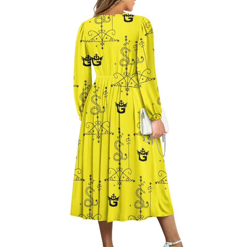 TMMG Haiti Voodoo Papa Loko Midi Dress – V Neck Tie Waist