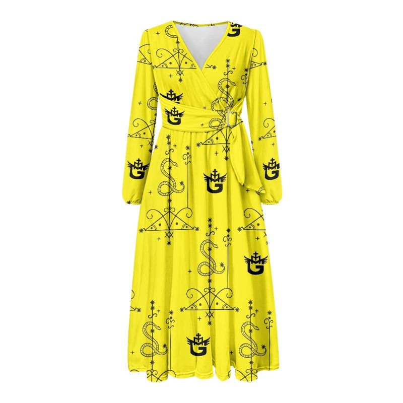 TMMG Haiti Voodoo Papa Loko Midi Dress – V Neck Tie Waist